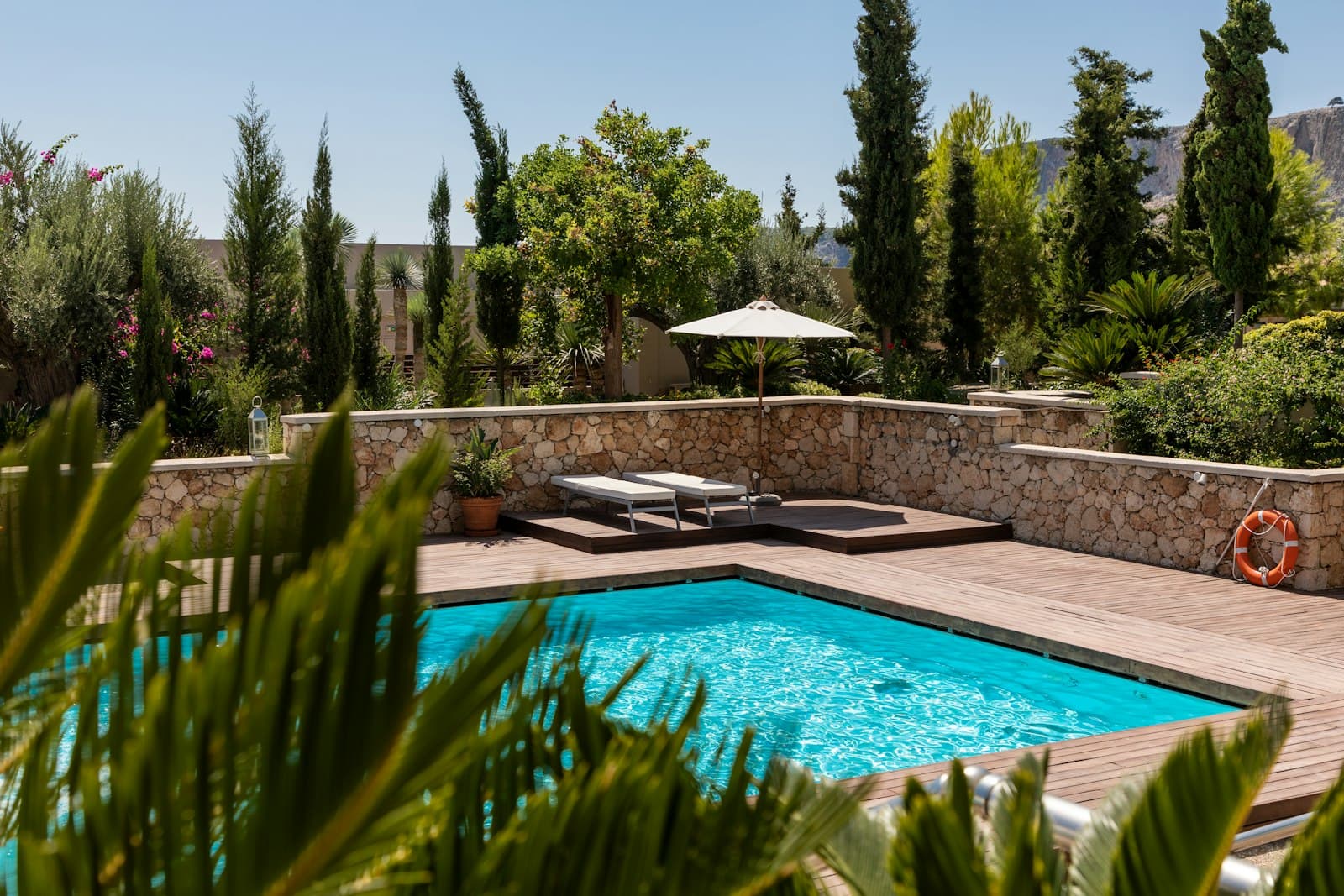 A completed luxury pool a builder delivered to a homeowner